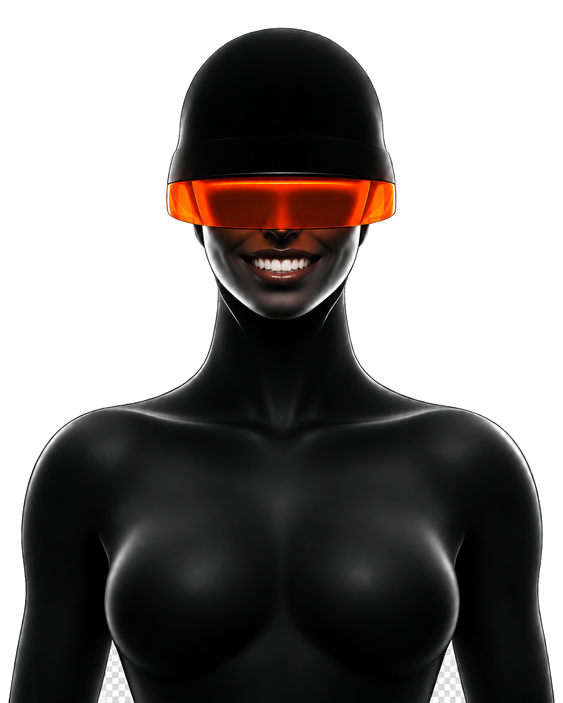 Portrait futuriste Alyra souriant